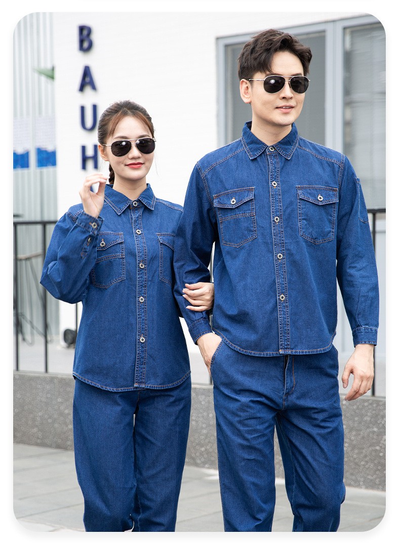 NZ172A 夏季精梳棉牛仔工作服定制加厚長(zhǎng)袖薄款吸濕透氣焊工電工勞保服(圖17)