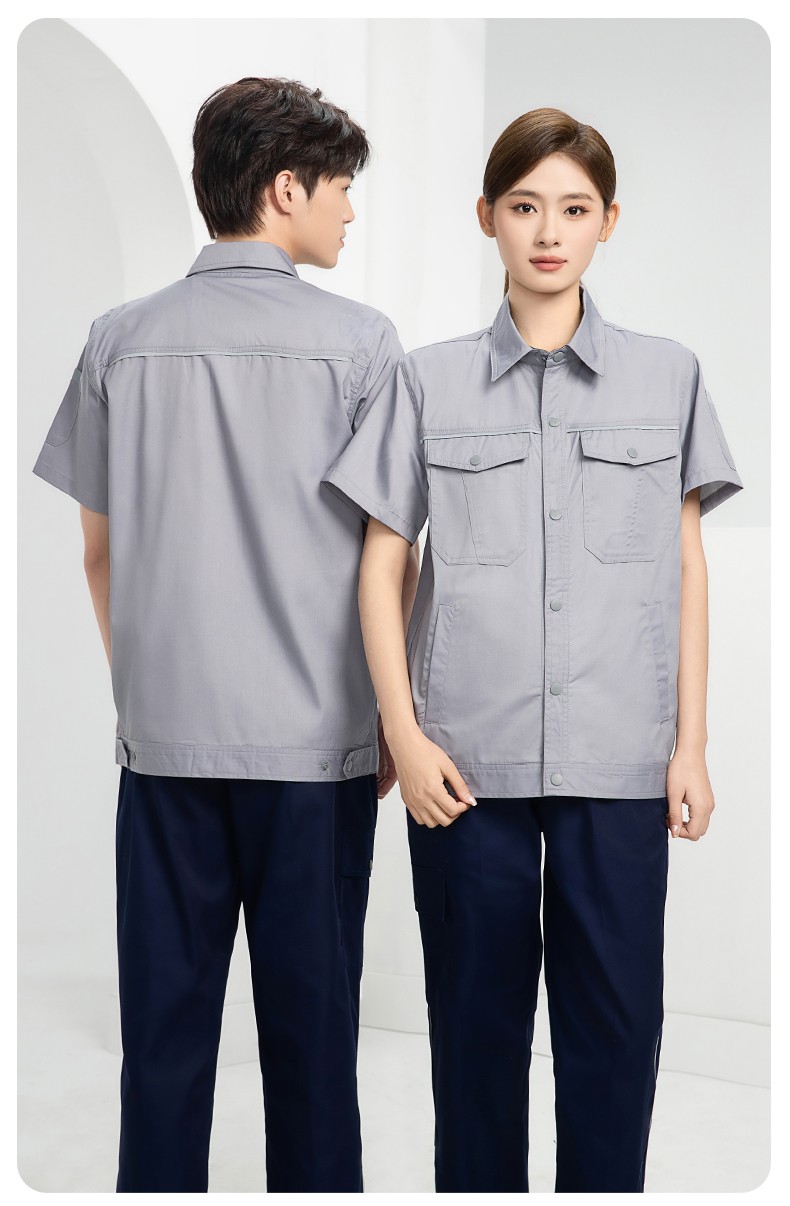 DM241X 海源夏季長袖薄款工作服套裝反光條紐扣套裝耐磨機修勞保工裝定制(圖16)