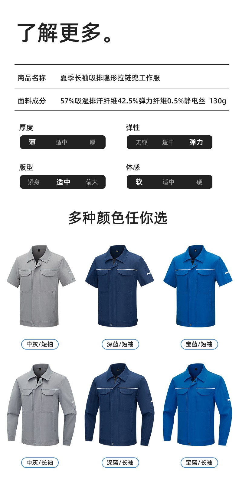 DM242X 夏季長袖工作服男套裝耐磨工廠車間廠服建筑施工勞保服汽修服定制(圖8)