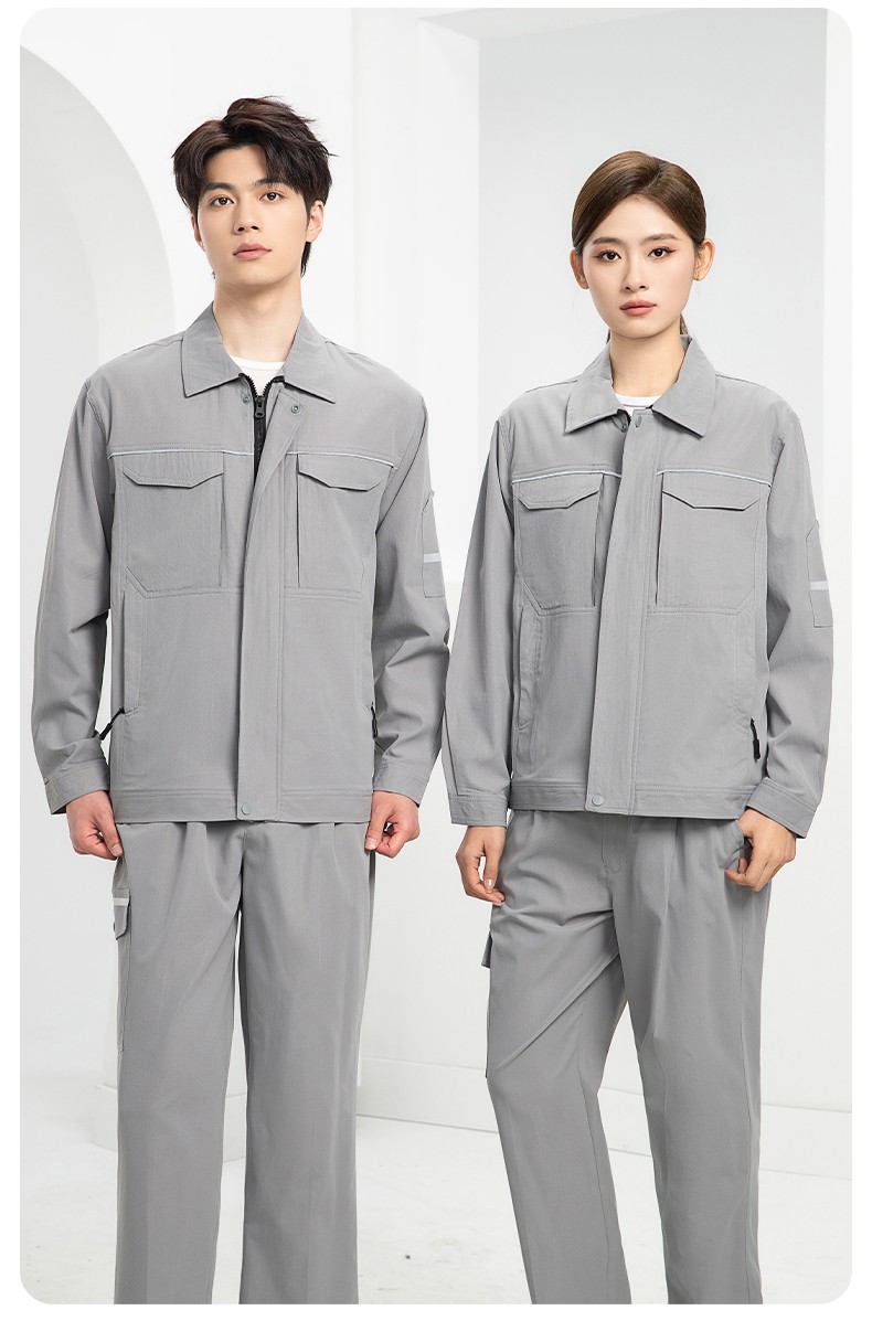 DM242X 夏季長袖工作服男套裝耐磨工廠車間廠服建筑施工勞保服汽修服定制(圖19)