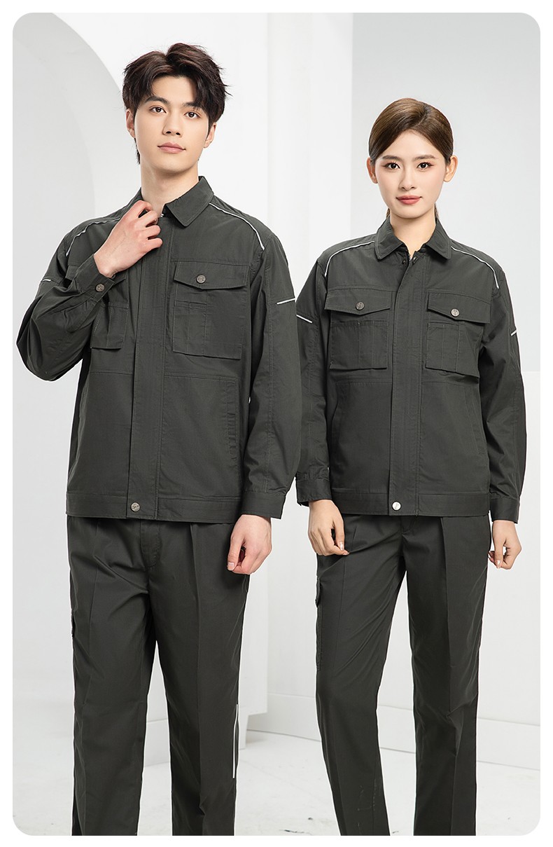 DM2315X 夏季工作服長袖透氣吸濕排汗薄款套裝勞保服建筑工程服上衣定制(圖20)