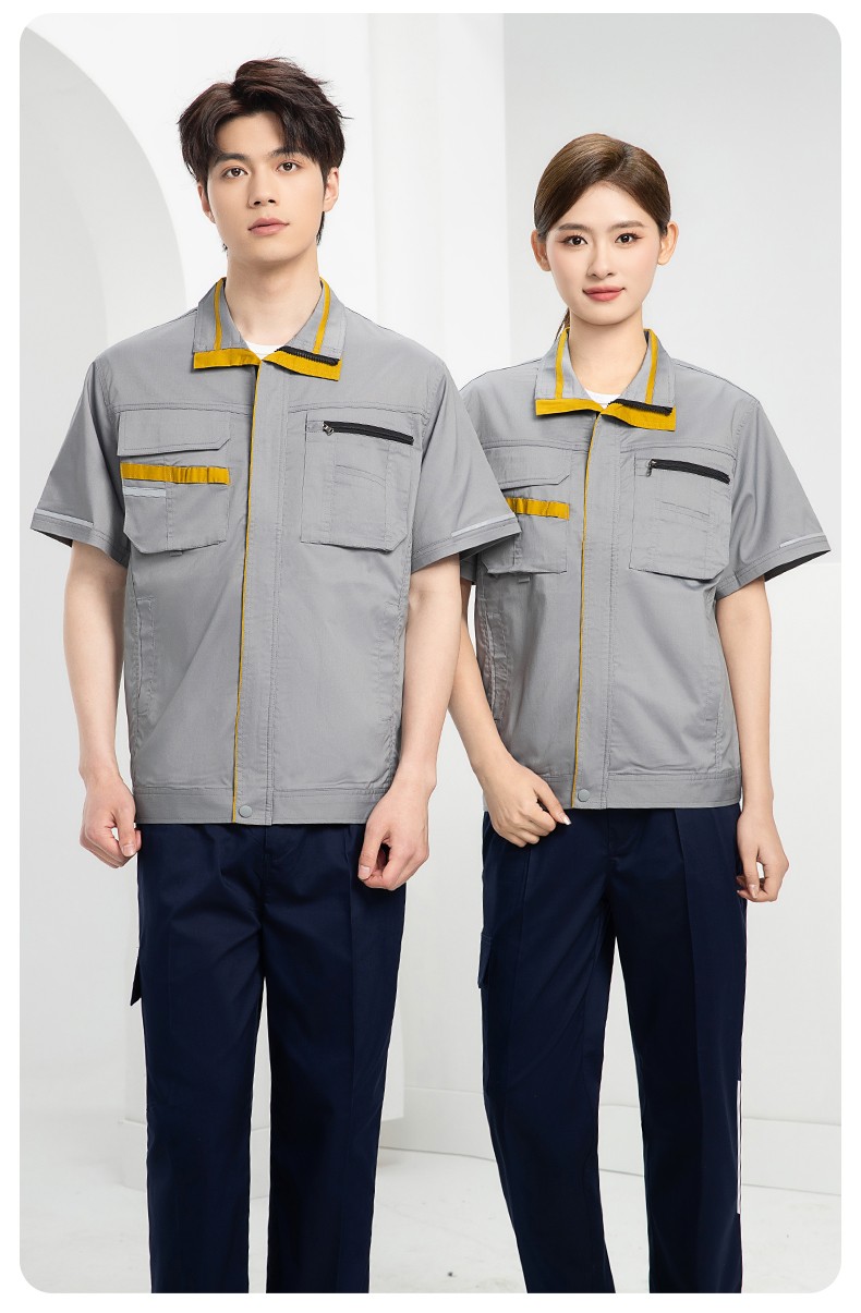 DM2316D 夏季工作服男短袖薄款套裝耐磨透氣勞保服上衣汽修服工廠工裝定制(圖14)