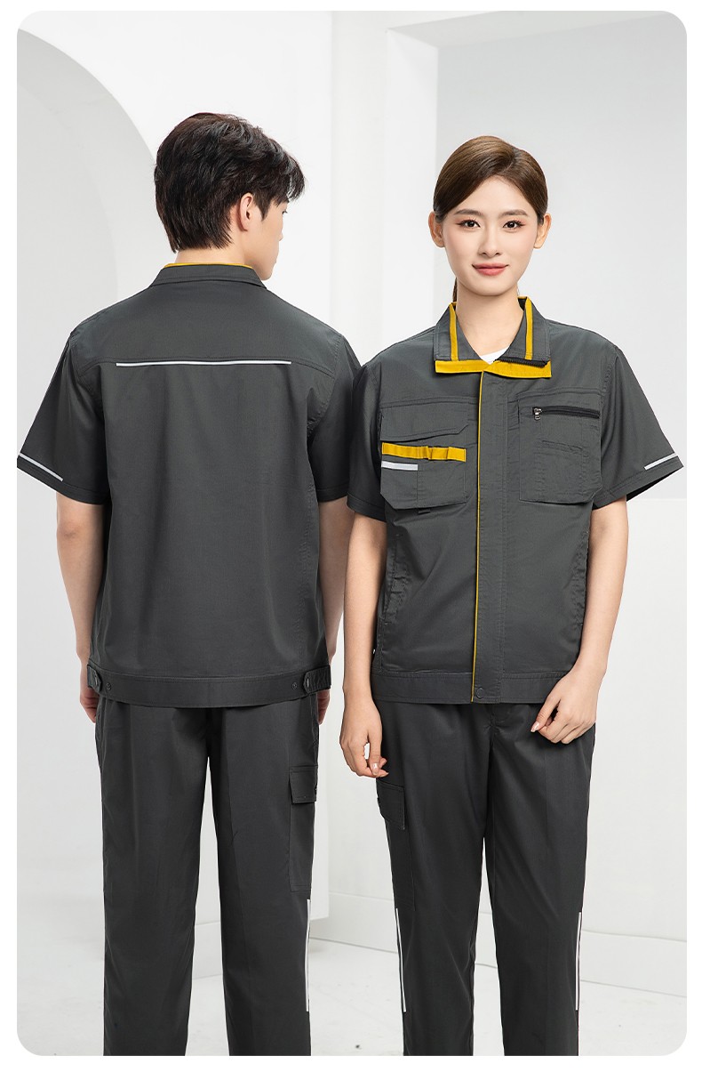 DM2316D 夏季工作服男短袖薄款套裝耐磨透氣勞保服上衣汽修服工廠工裝定制(圖18)
