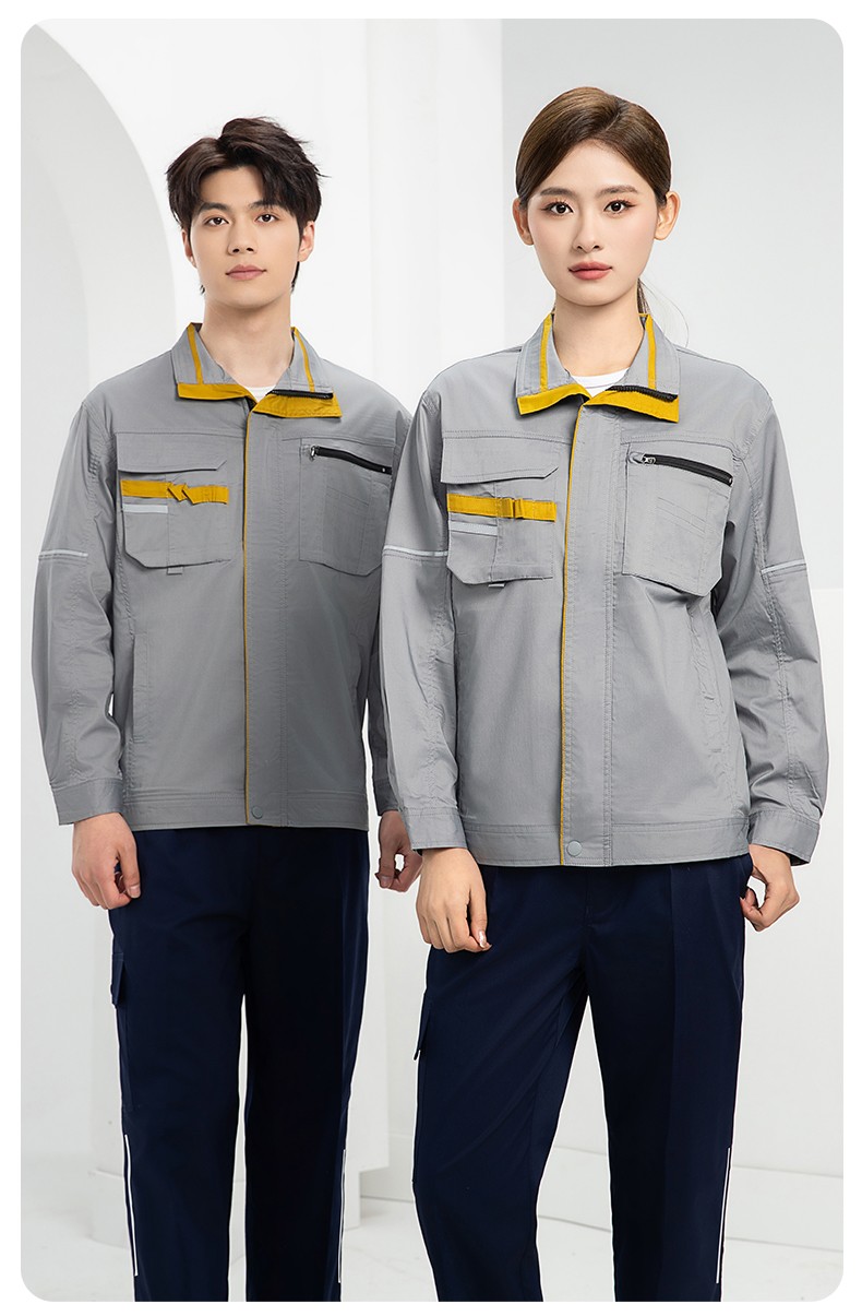 DM2316D 夏季工作服男短袖薄款套裝耐磨透氣勞保服上衣汽修服工廠工裝定制(圖21)