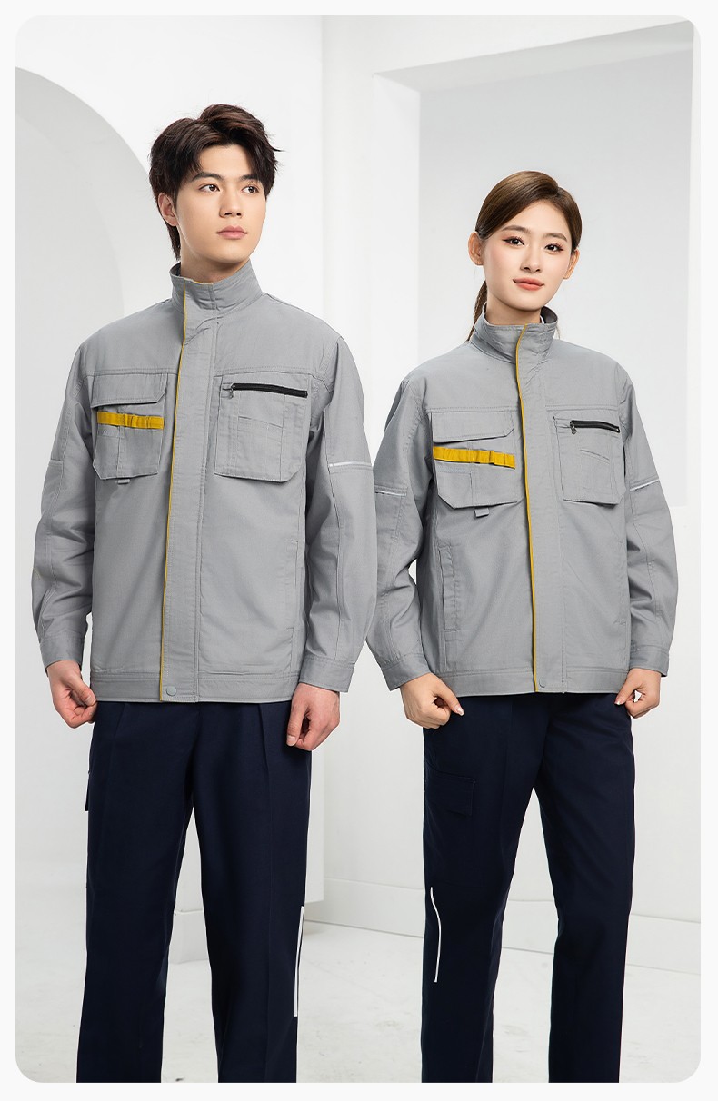 DM2316 海源春秋工作服男長(zhǎng)袖套裝印字LOGO反光條工裝車(chē)間工人夾克勞保服(圖18)