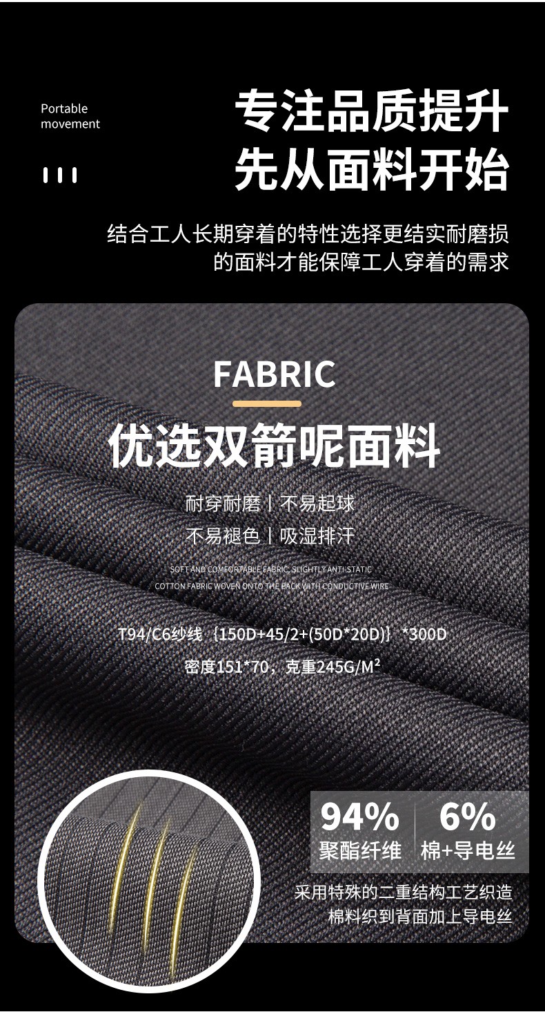 DL236 高端工作服定制印字男春秋長袖套裝滌蓋棉工裝車間工人勞保服上衣(圖3)