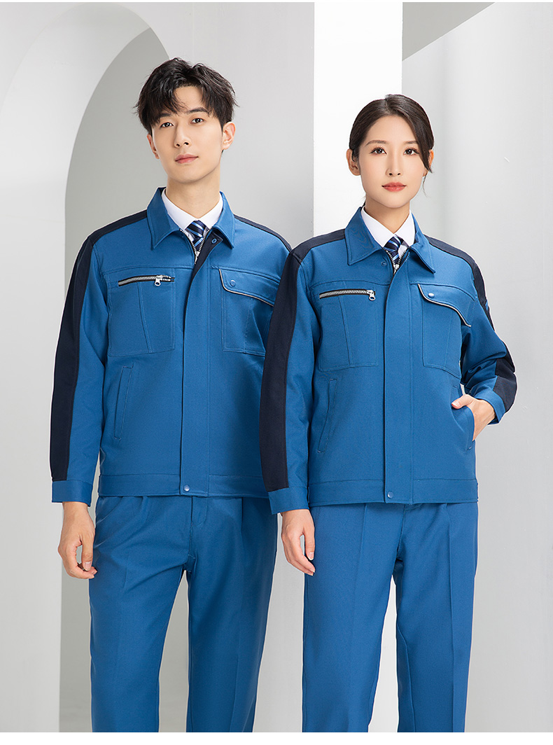 DL236 高端工作服定制印字男春秋長袖套裝滌蓋棉工裝車間工人勞保服上衣(圖23)