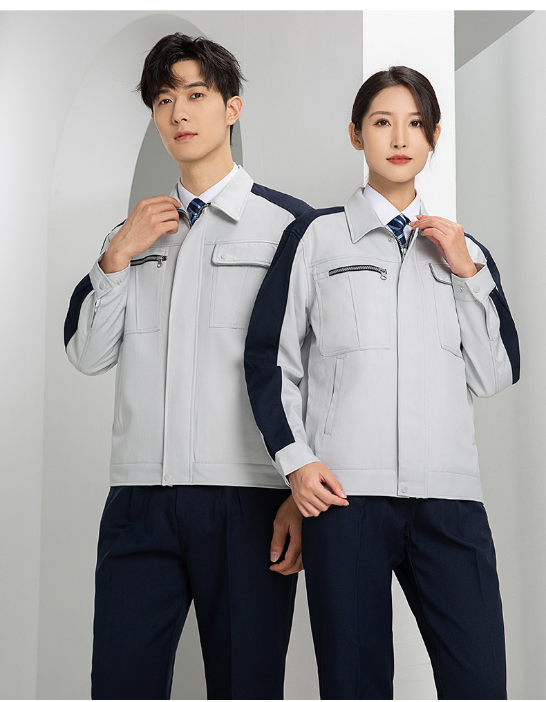 DL236 高端工作服定制印字男春秋長袖套裝滌蓋棉工裝車間工人勞保服上衣(圖26)