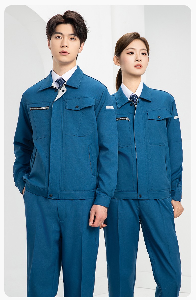 DL235 高端工作服套裝定制印字男春秋長袖車間工人夾克工裝勞保服印字(圖14)