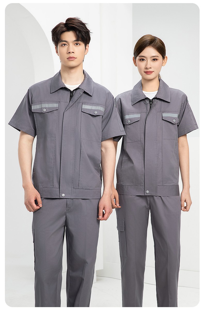 QM2091D 夏季工作服套裝男純棉長短袖薄款反光海油工程工裝機電焊工勞保服(圖15)