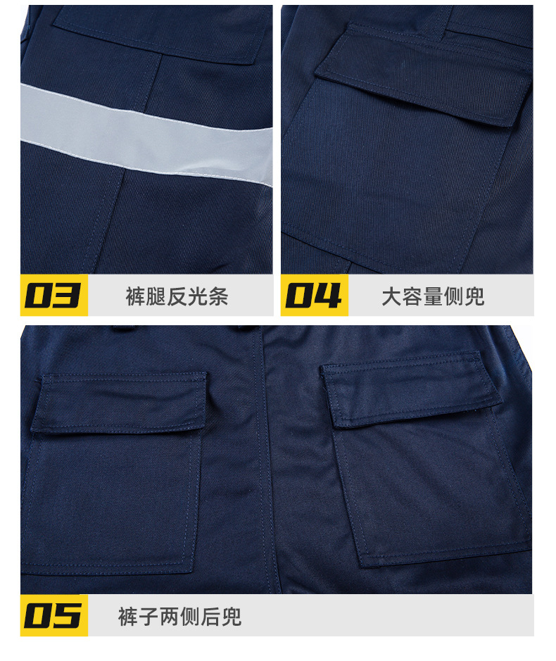 WQ2119 純棉反光條勞保工裝褲男建筑工地寬松多兜多口袋大兜工作服褲子(圖6)