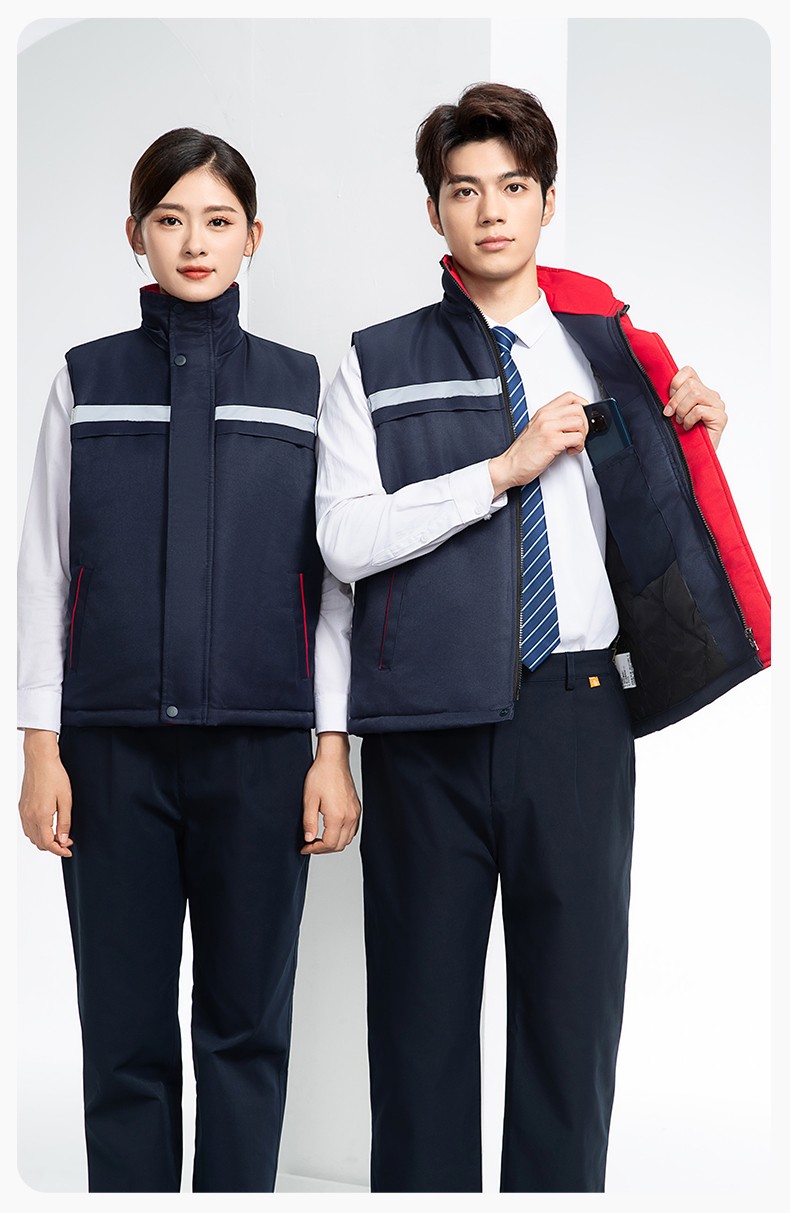 DM13-10MJ 冬季工作服棉馬甲定制印繡字男女工裝棉馬夾船廠汽修加厚坎肩背心(圖12)