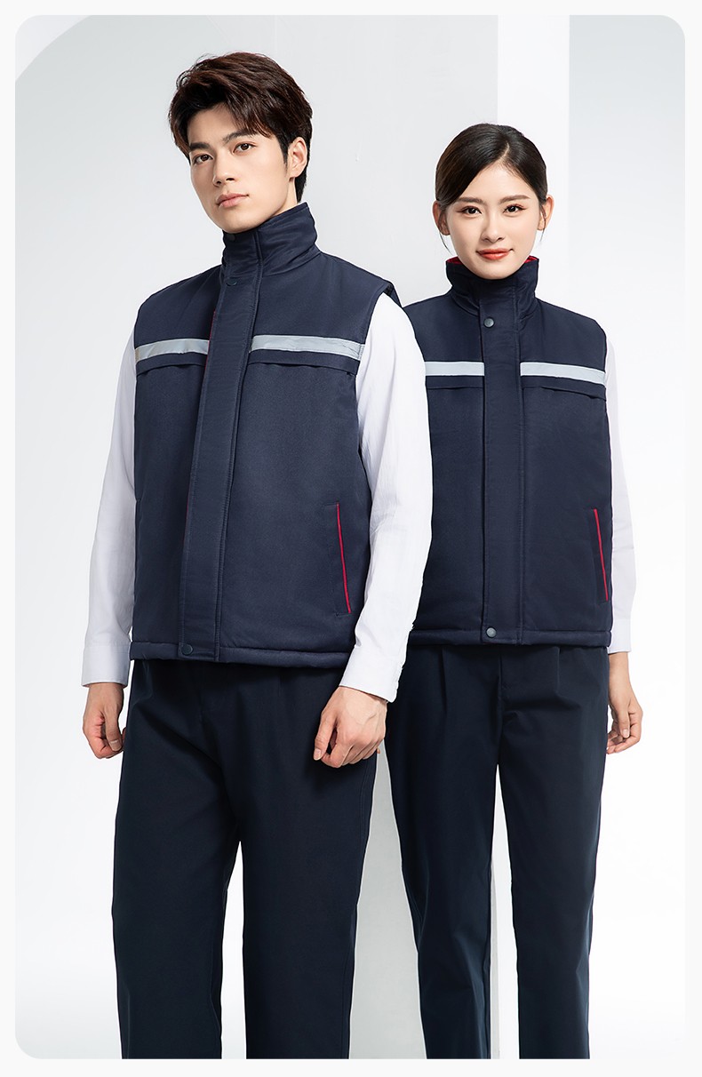 DM13-10MJ 冬季工作服棉馬甲定制印繡字男女工裝棉馬夾船廠汽修加厚坎肩背心(圖13)