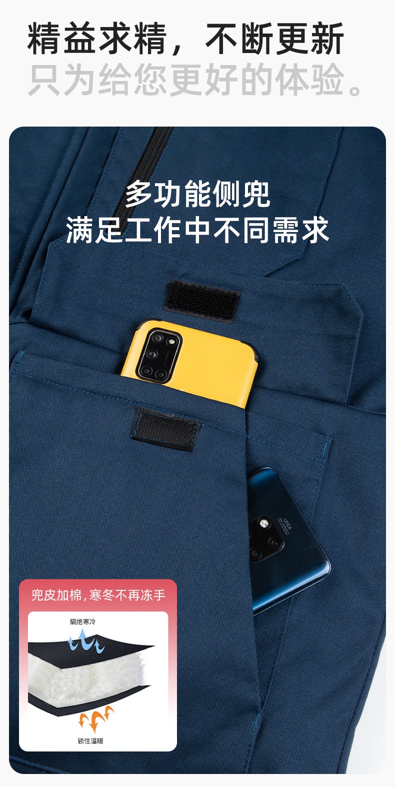 QM2320 純棉可拆卸工作服棉服定制男加絨加厚保暖汽車維修廠勞保服棉襖(圖8)