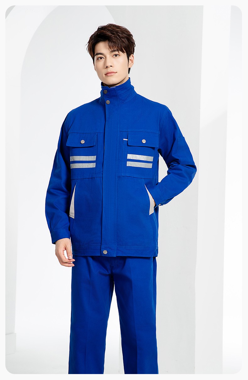 QM2112 純棉工作服定制印字男春秋長(zhǎng)袖耐磨工廠車間汽機(jī)修全棉反光勞保服(圖12)