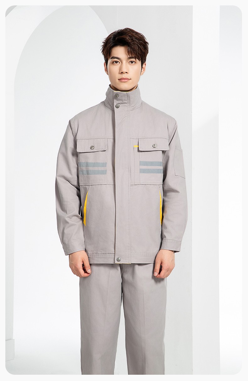 QM2112 純棉工作服定制印字男春秋長(zhǎng)袖耐磨工廠車間汽機(jī)修全棉反光勞保服(圖14)