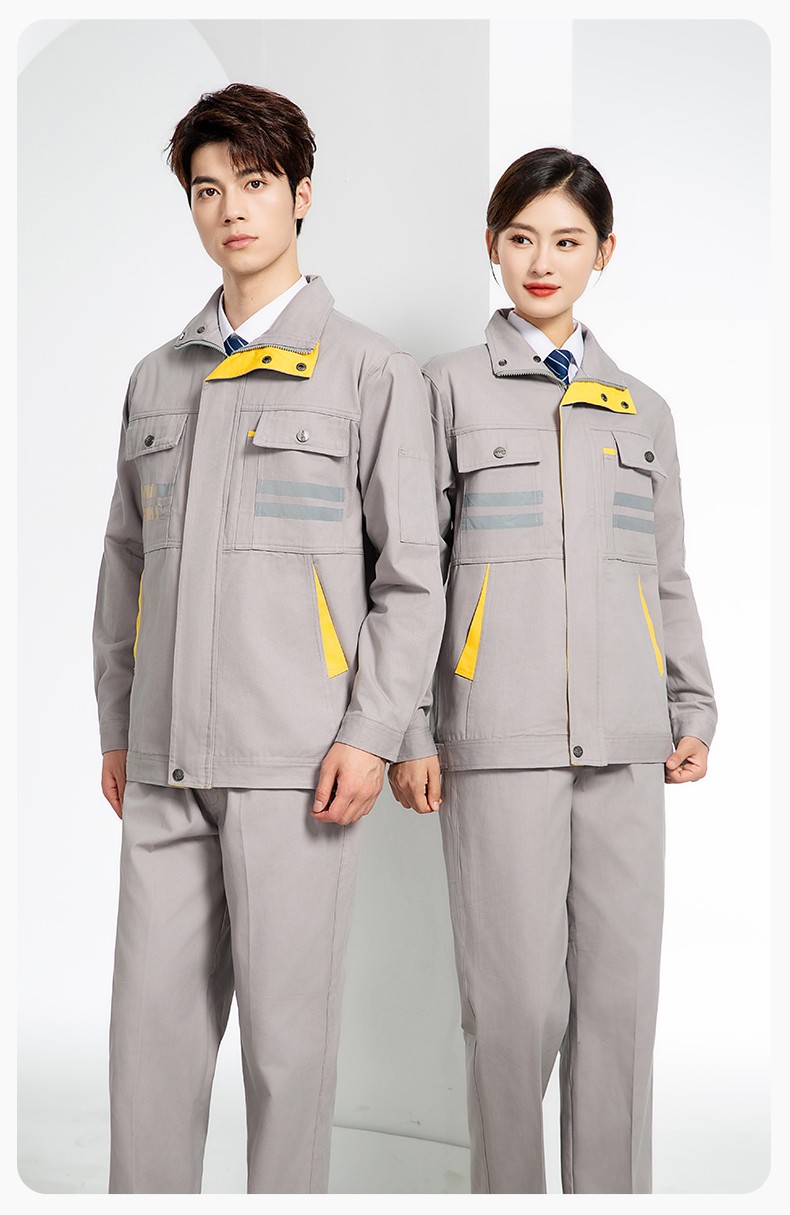 QM2112 純棉工作服定制印字男春秋長(zhǎng)袖耐磨工廠車間汽機(jī)修全棉反光勞保服(圖13)