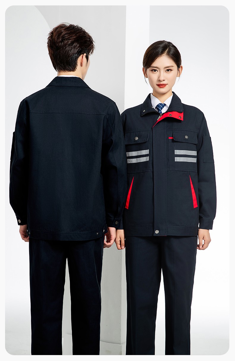 QM2112 純棉工作服定制印字男春秋長(zhǎng)袖耐磨工廠車間汽機(jī)修全棉反光勞保服(圖20)