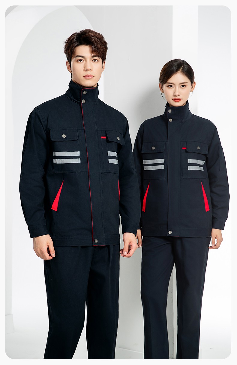 QM2112 純棉工作服定制印字男春秋長(zhǎng)袖耐磨工廠車間汽機(jī)修全棉反光勞保服(圖19)