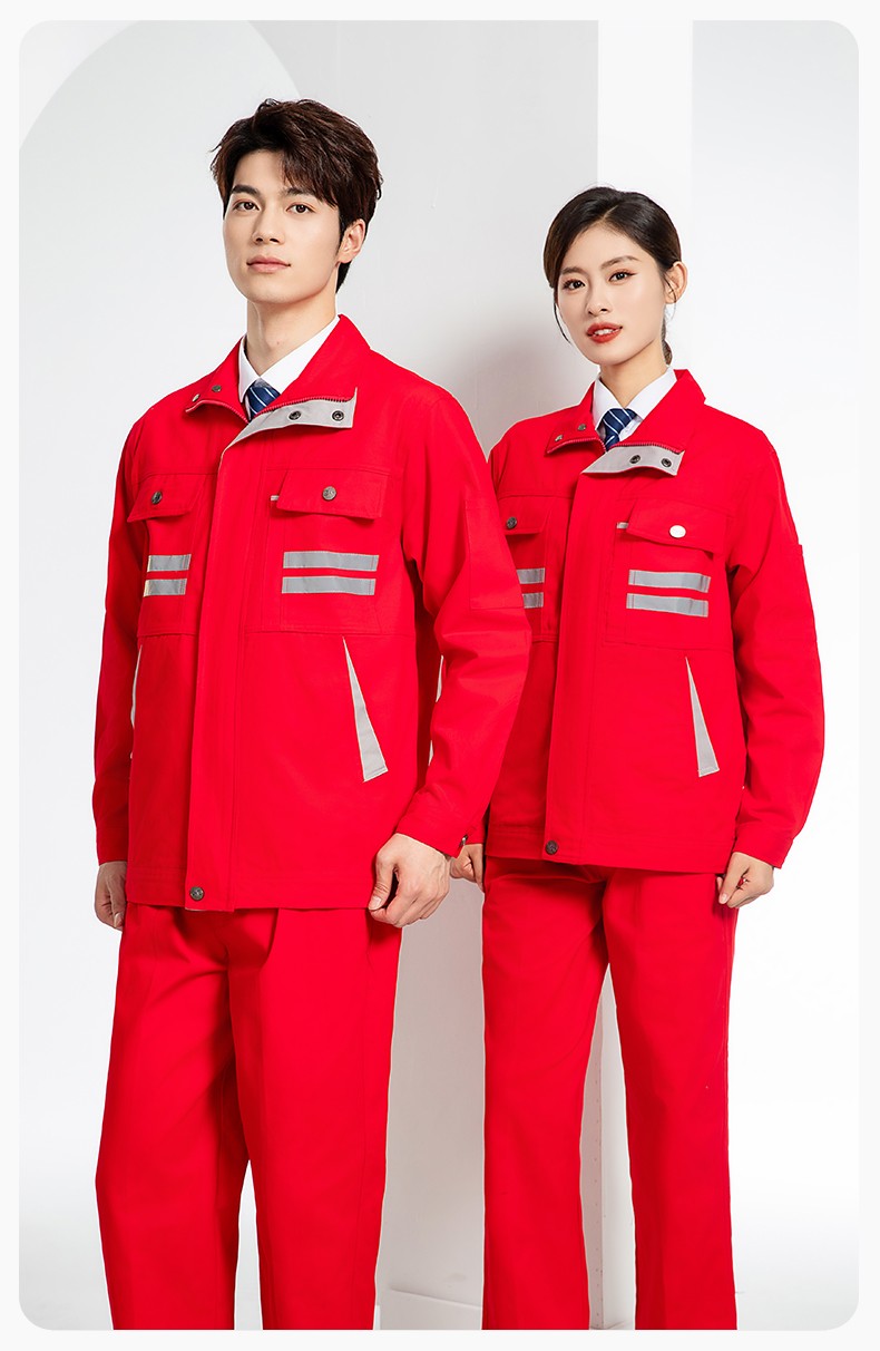 QM2112 純棉工作服定制印字男春秋長(zhǎng)袖耐磨工廠車間汽機(jī)修全棉反光勞保服(圖17)