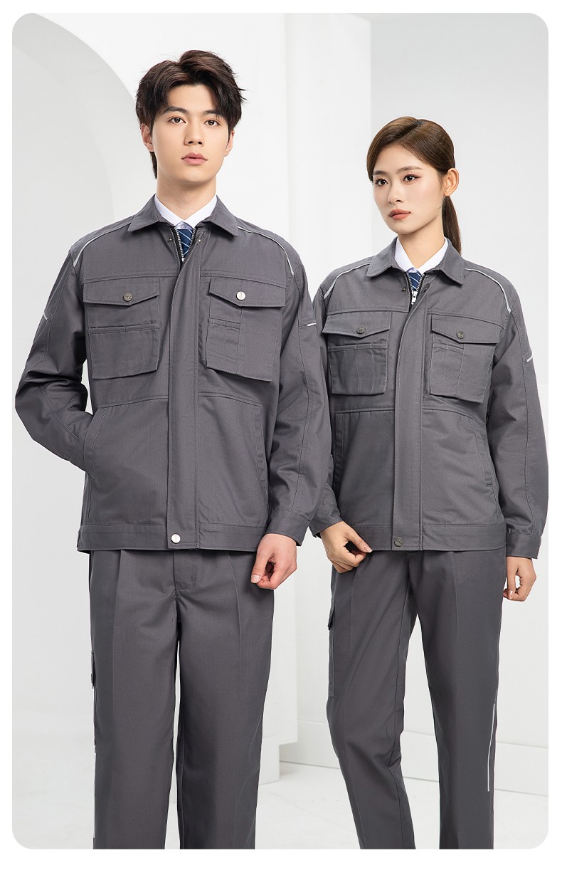 DM2315 海源春秋工作服套裝男機修車間勞保服印字LOGO反光磨毛工地工裝(圖15)