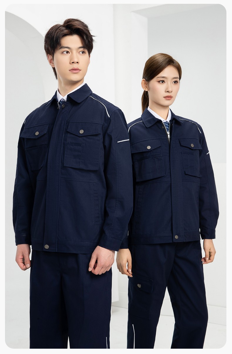 DM2315 海源春秋工作服套裝男機修車間勞保服印字LOGO反光磨毛工地工裝(圖14)