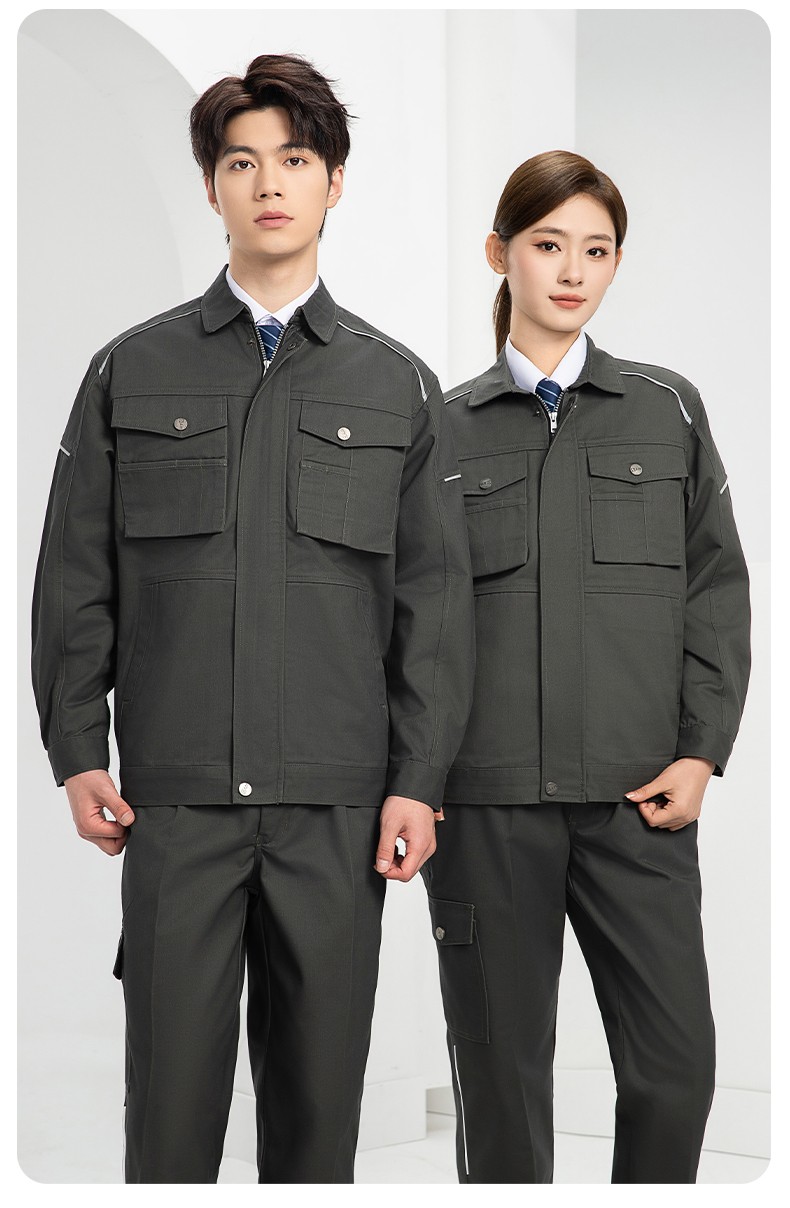 DM2315 海源春秋工作服套裝男機修車間勞保服印字LOGO反光磨毛工地工裝(圖16)