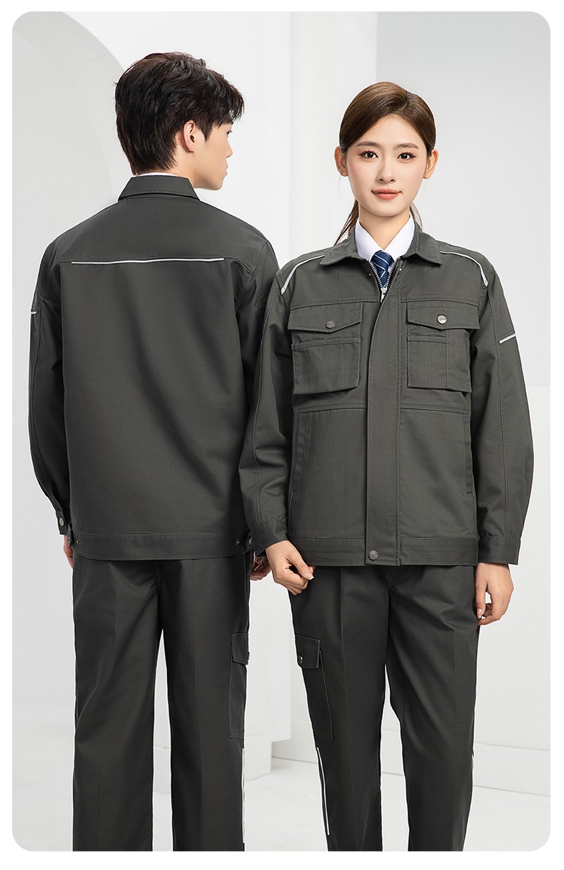 DM2315 海源春秋工作服套裝男機修車間勞保服印字LOGO反光磨毛工地工裝(圖17)