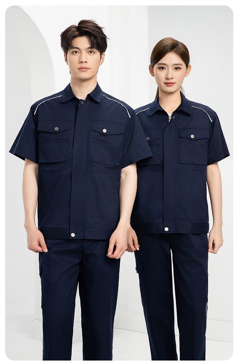 DM2315D 海源夏季工作服男短袖套裝機(jī)修服印字LOGO工地工人耐磨工裝定制(圖13)