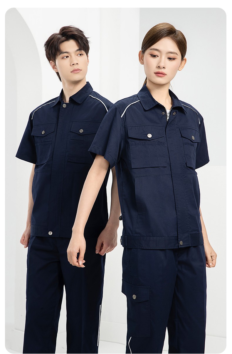 DM2315D 海源夏季工作服男短袖套裝機(jī)修服印字LOGO工地工人耐磨工裝定制(圖14)