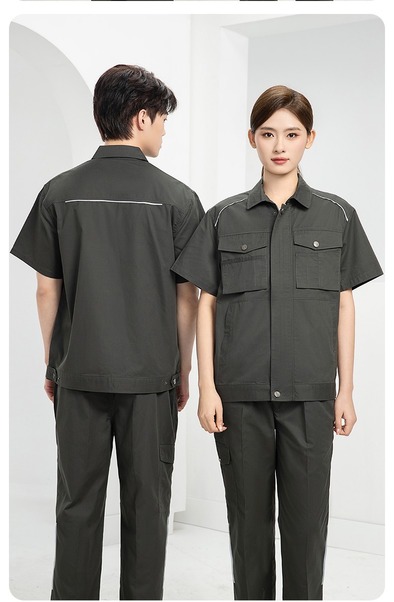 DM2315D 海源夏季工作服男短袖套裝機(jī)修服印字LOGO工地工人耐磨工裝定制(圖16)