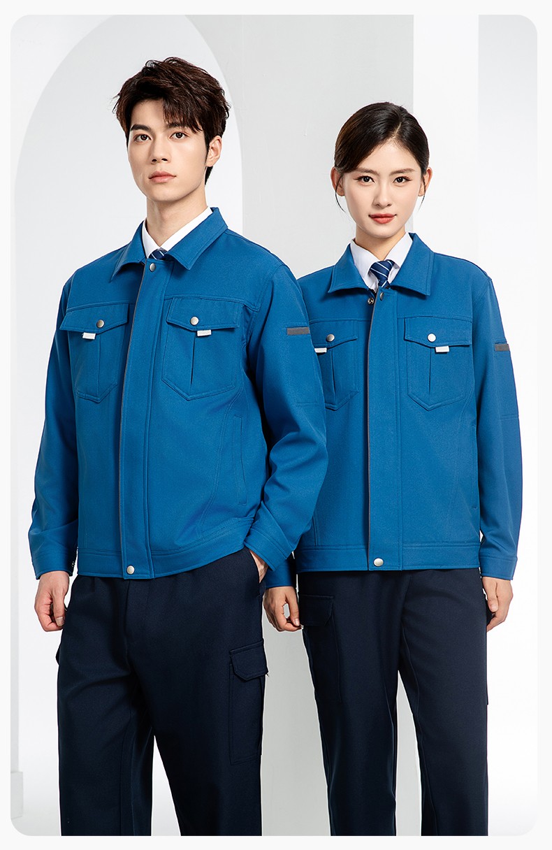 JC-162 春秋工作服套裝男純色反光條加油站汽修服車間電工服工作服定制(圖15)
