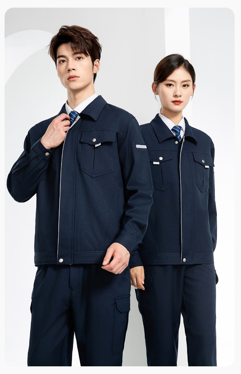 JC-162 春秋工作服套裝男純色反光條加油站汽修服車間電工服工作服定制(圖19)