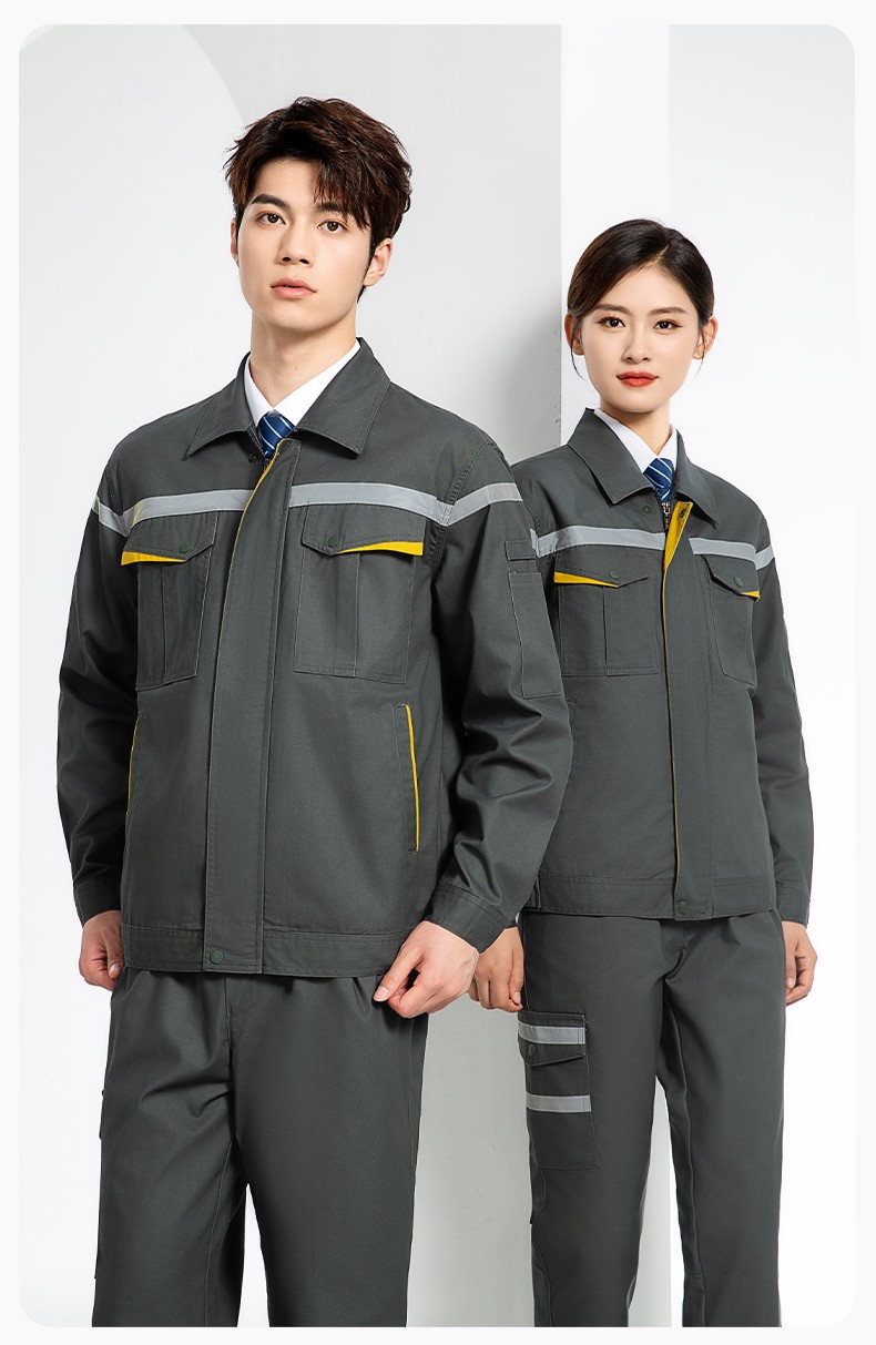 JC-160 春秋工作服勞保服套裝男反光條電子化工廠服車間電工服工作服定制(圖17)