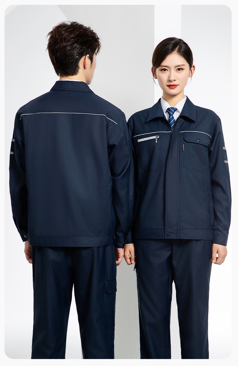 JC-163 春秋季工作服套裝男防靜電長袖外套工地加油站工裝上衣勞保服定制(圖14)