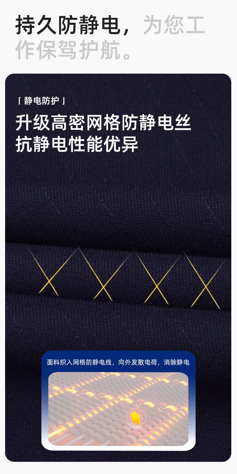 JC-S2203 春秋防靜電工作服套裝定制男耐磨工地勞動(dòng)石油石化工裝勞保服上衣(圖4)