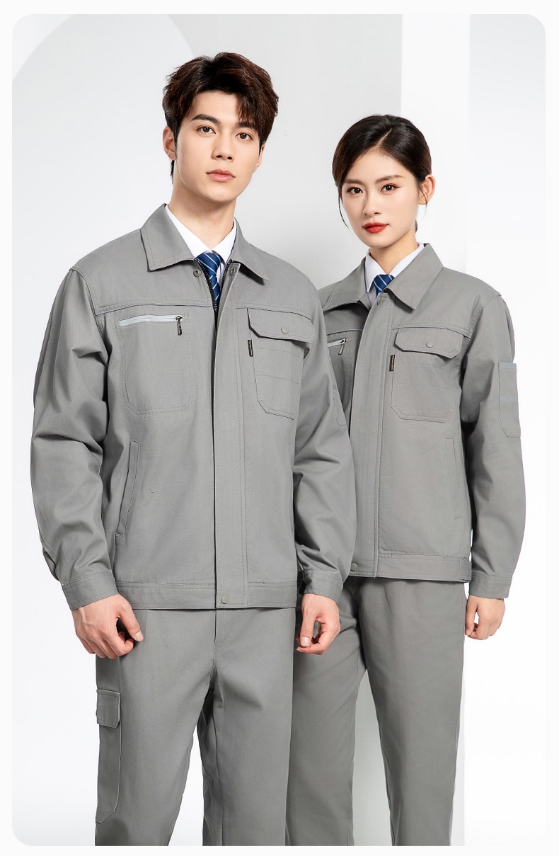 JC-S2206 春秋純棉工作服套裝印字男加厚耐磨全棉防燙焊工汽修勞保服定制(圖12)