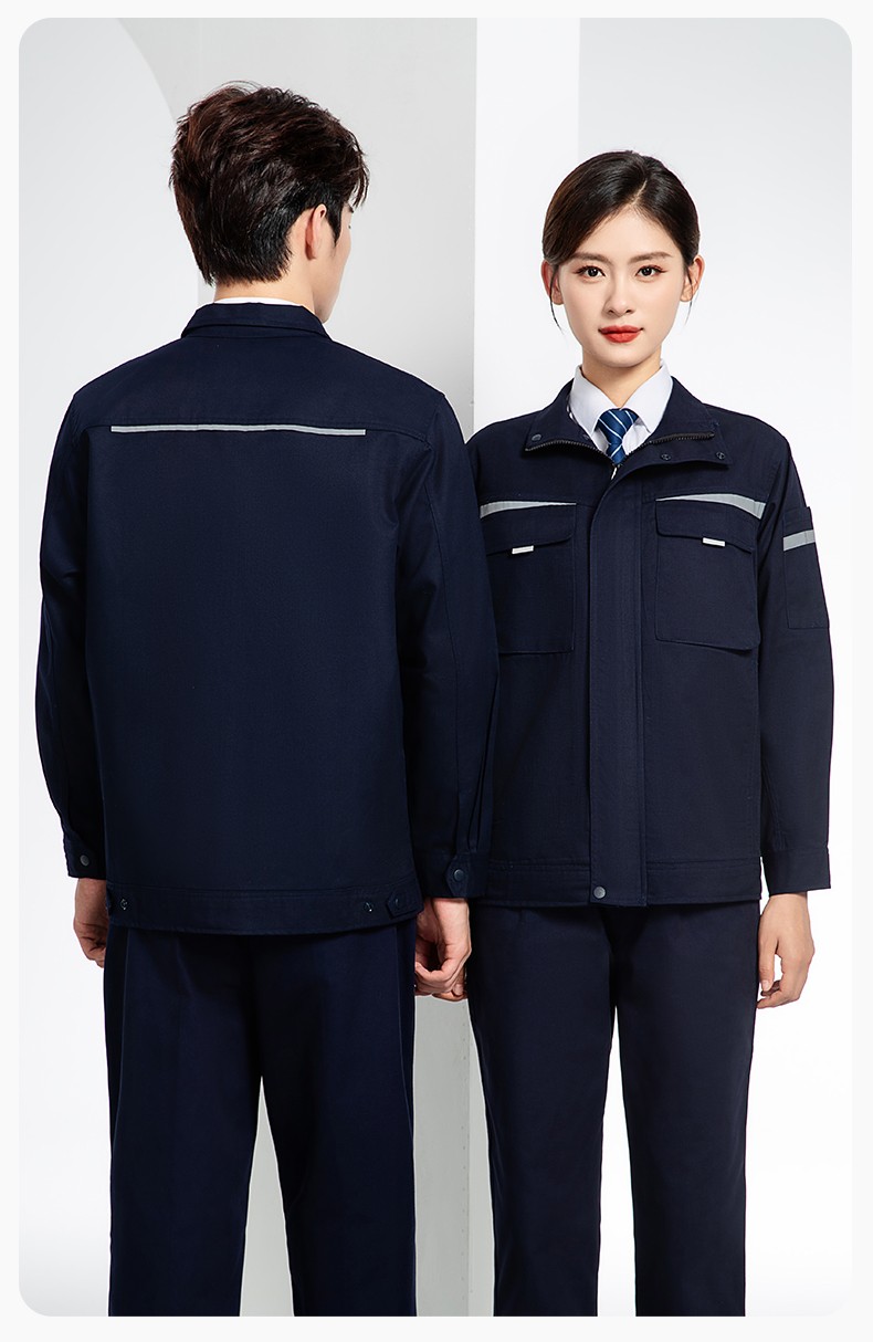 JC-H1810 春秋長(zhǎng)袖工作服男反光條純色電焊耐磨工裝套裝工廠車間汽修勞保服(圖20)