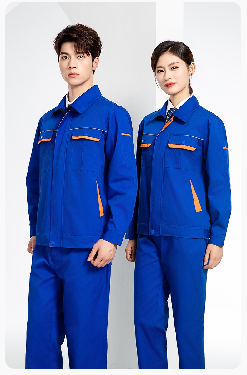 JC-102 春秋工作服套裝印字定制CVC長(zhǎng)袖上衣耐磨汽修工廠車間工裝勞保服(圖21)