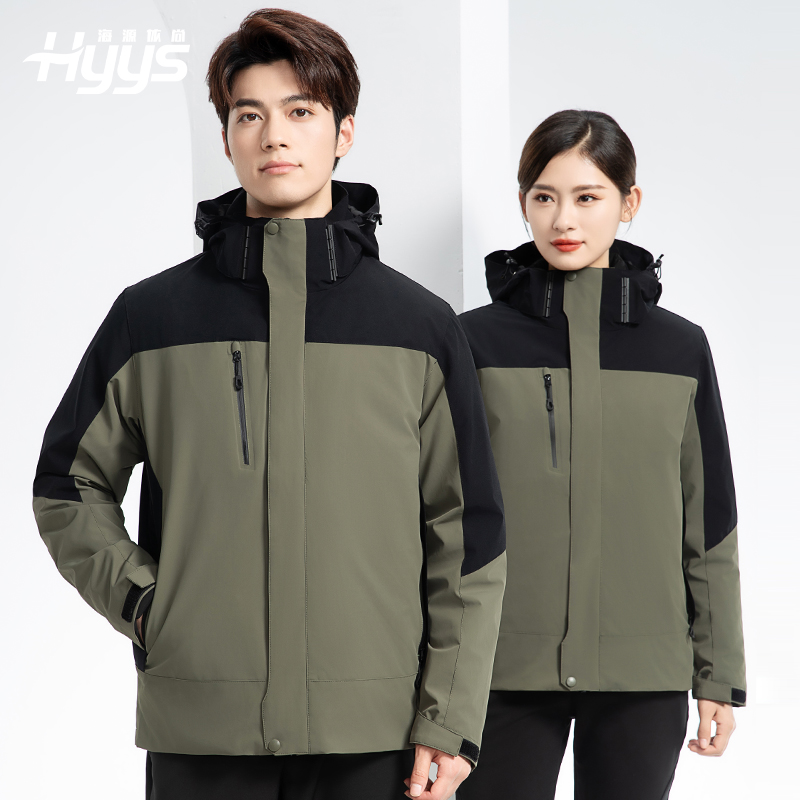 RH-60967 冬季三合一羽絨內(nèi)膽沖鋒衣防風防雨保暖鎖溫登山騎行服定制