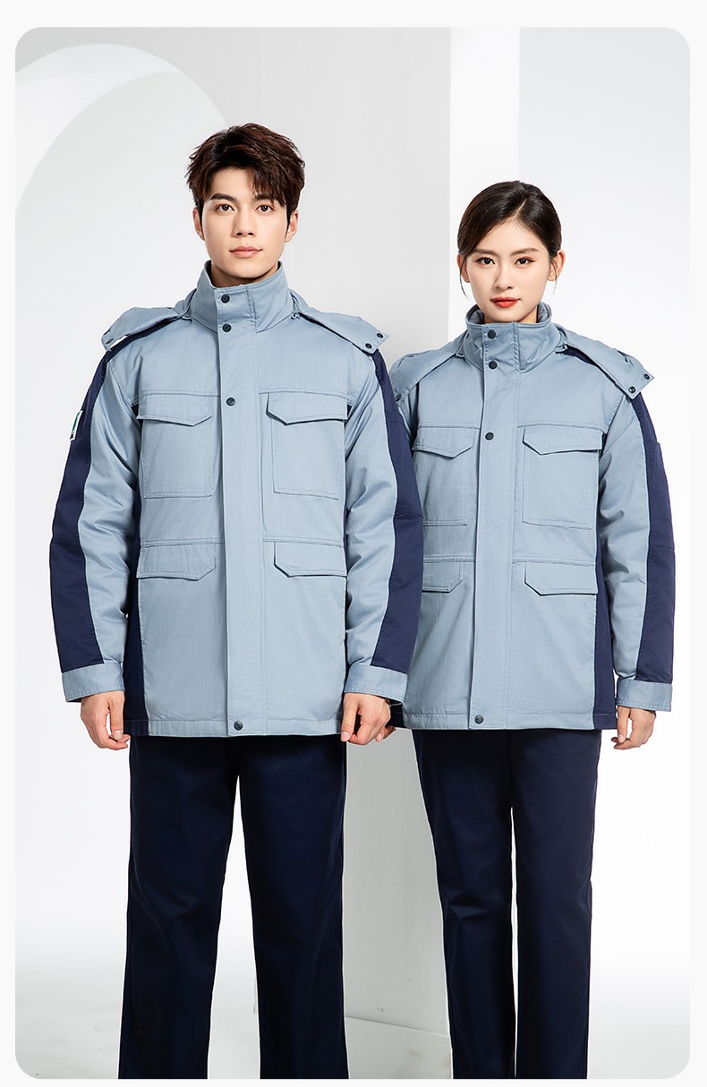 JC-3D02M 冬季防靜電棉服定制工作服拼色CVC工裝加油站機(jī)修車間廠服勞保服(圖15)