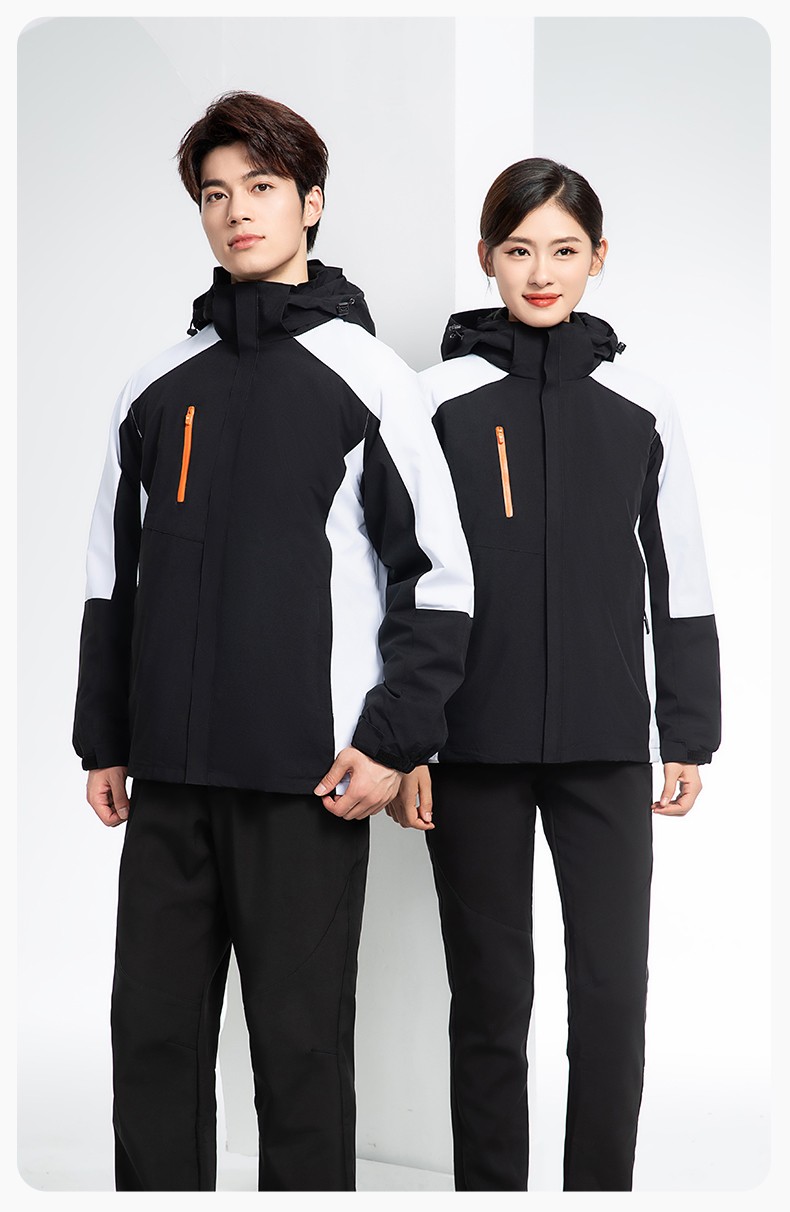 YX-X23 拼色工作服沖鋒衣外套男加絨可拆卸企業(yè)學校工裝印字登山騎行服定制(圖17)