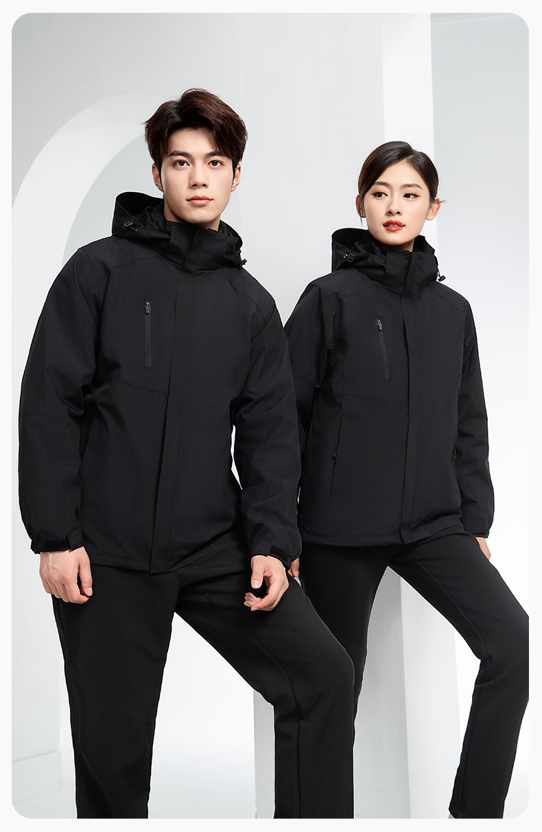 YX-X23 拼色工作服沖鋒衣外套男加絨可拆卸企業(yè)學校工裝印字登山騎行服定制(圖19)