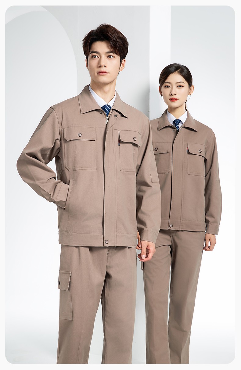 QM2094 春秋季純棉工作服套裝定制耐磨全棉勞保服工裝上衣勞動(dòng)廠服(圖11)