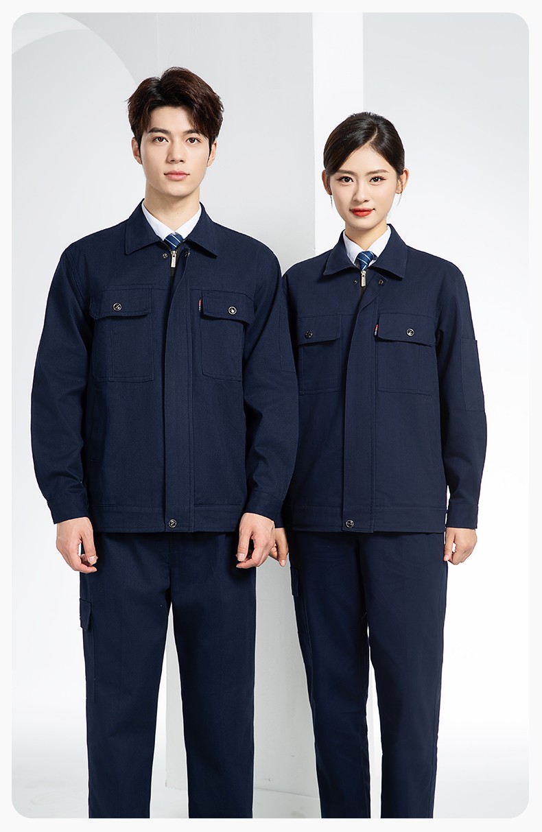 QM2094 春秋季純棉工作服套裝定制耐磨全棉勞保服工裝上衣勞動(dòng)廠服(圖13)