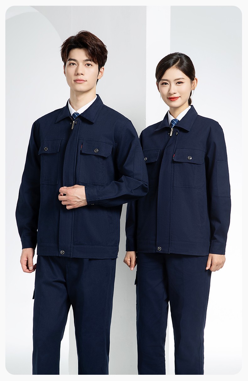QM2094 春秋季純棉工作服套裝定制耐磨全棉勞保服工裝上衣勞動(dòng)廠服(圖12)