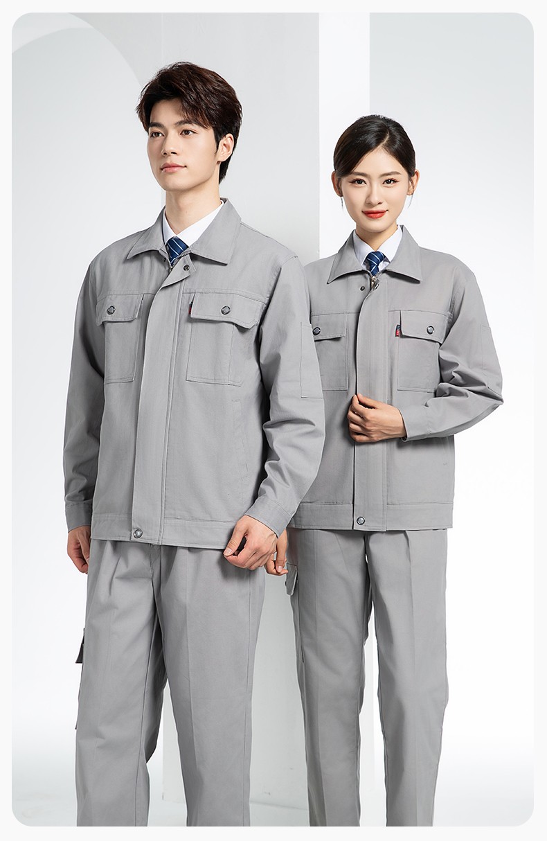 QM2094 春秋季純棉工作服套裝定制耐磨全棉勞保服工裝上衣勞動(dòng)廠服(圖15)