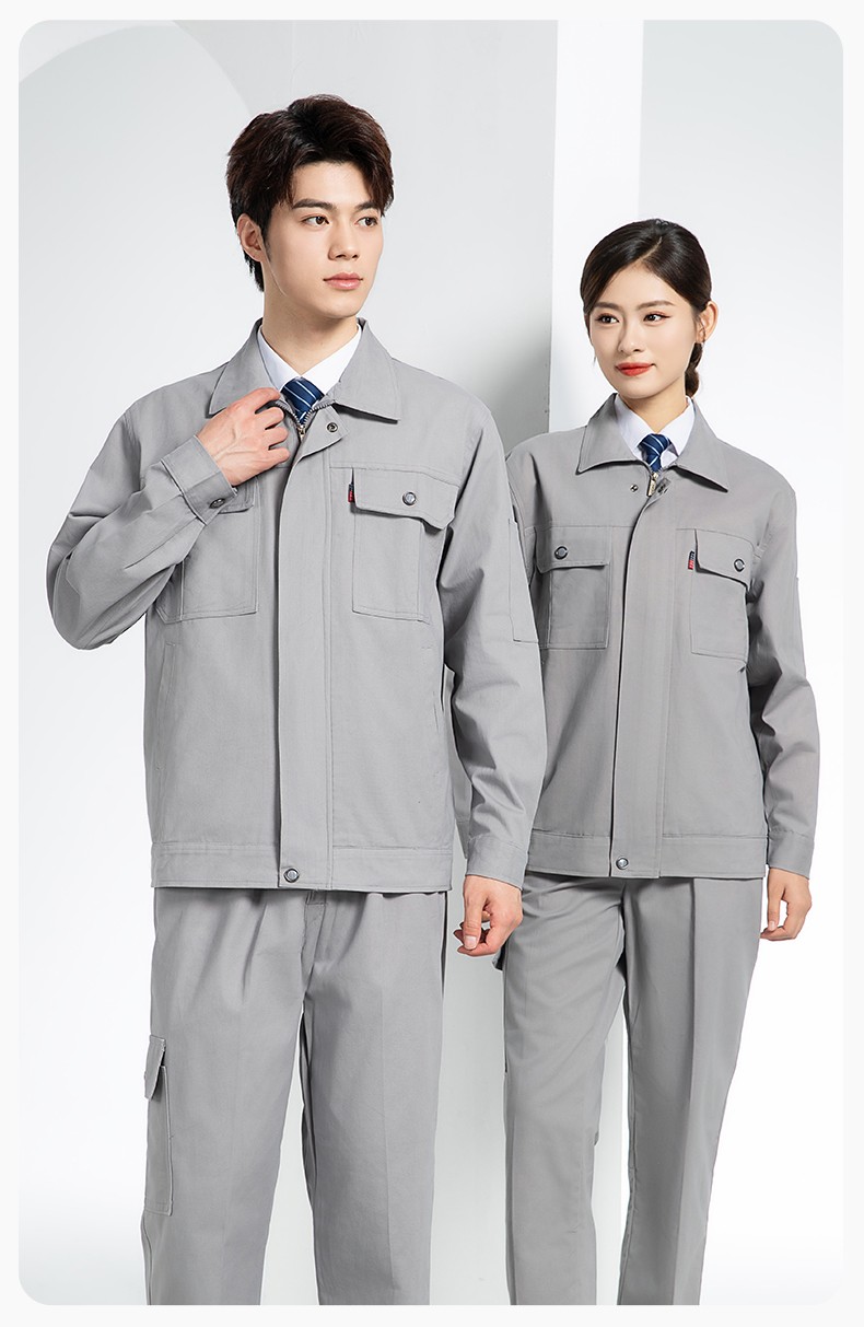 QM2094 春秋季純棉工作服套裝定制耐磨全棉勞保服工裝上衣勞動(dòng)廠服(圖14)