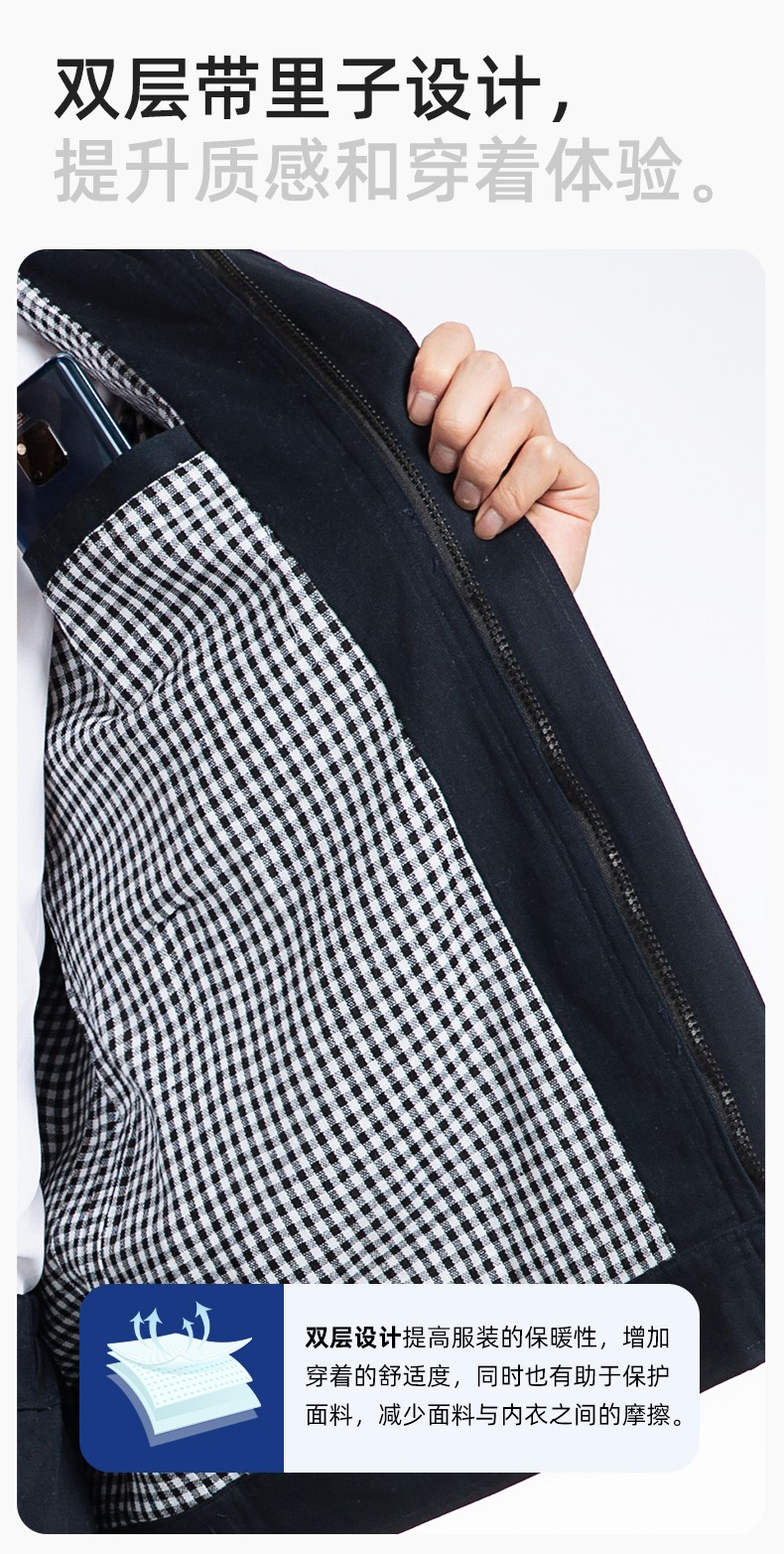 QM2094S 春秋純棉雙層工作服套裝定制耐磨全棉勞保服工裝上衣勞動(dòng)廠服(圖4)