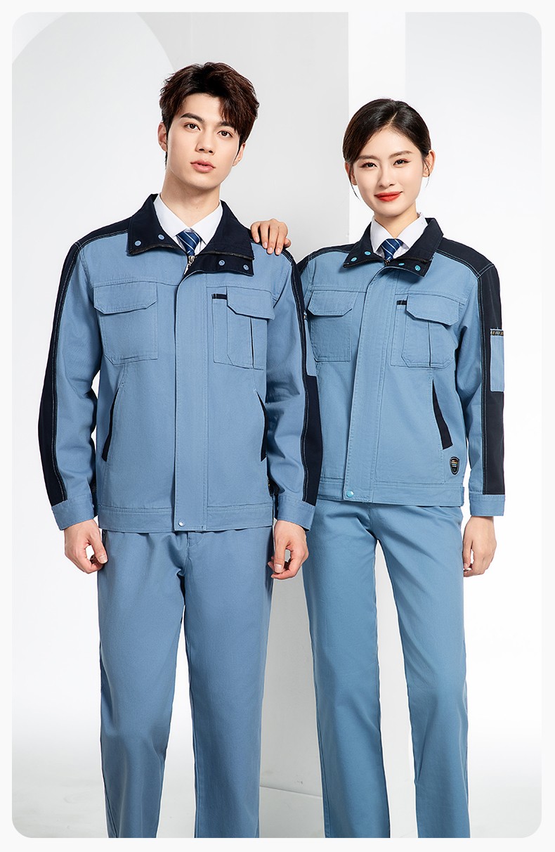 JC-20142 純棉春秋工作服套裝男加厚工廠車間服耐磨全棉汽修服勞保服定制(圖14)